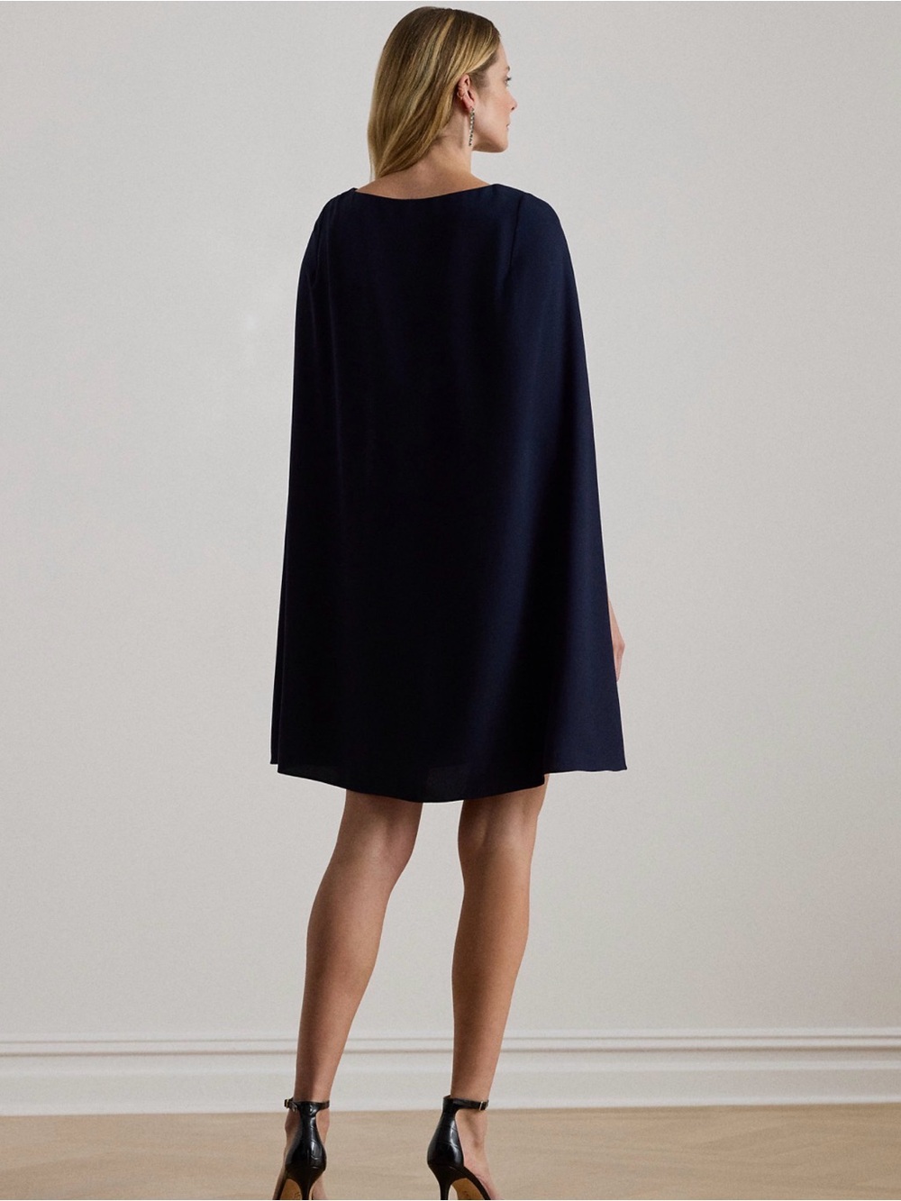 Ralph Lauren black Cape Georgian Cocktail Dress, size 8 - Picture 4 of 5